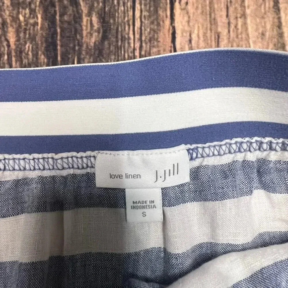 J. Jill Women's Size Small Love Linen Blue Striped A-Line Midi Skirt - Picture 2 of 3